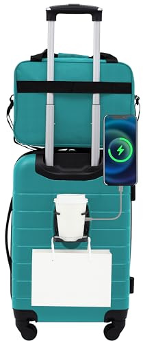 Wrangler Smart Spinner Hardside Luggage, 2 Piece Set, Teal