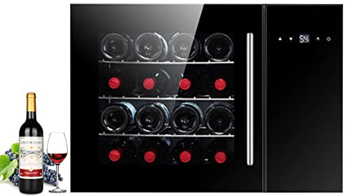 0℃ Outdoor Vinoteca, Nevera para Vinos, Empotrable, Enfriador de Vino Incorporado, Enfriador con 3 Estante, 40L, 16 Botellas, Regulable: 5 a 22°C, Baja Contaminación Acústica, Negro,Metal Shelf