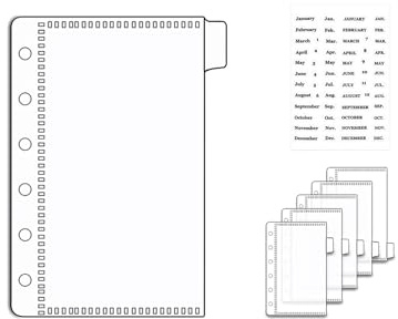 NatSumeBasic 6 A7 Binder Pockets Dividers Zipless 6 Tab Cash Stuffing Envelopes Clear Planner Inserts with Label Stickers for 6 Ring Budgeting Binder Accessories (A7)