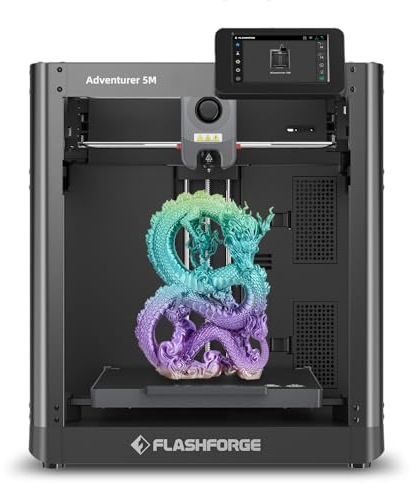 FLASHFORGE Adventurer 5M 3D-Drucker Bietet Eine Max Druckgeschwindigkeit Von 600 mm/s,Automatische Nivellierung,FDM 3D Printer Core-XY-Struktur,Schnell Abnehmbare 280°C Düse,Druckgröße 220x220x220mm