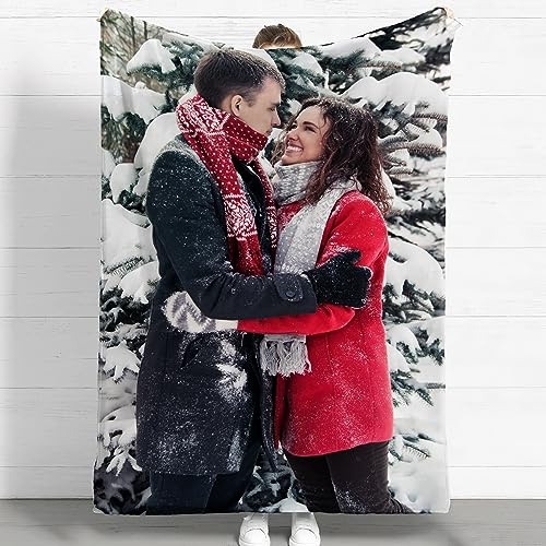 Eletizy Custom Flannel Blanket for Adult Kid, Personalized Photos Throw Blanket Single Sided Printing, Perfect Home Decor Gift Birthday Valentines Christmas (1 Photo, 100x150CM)