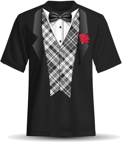 LOCO SHIRT® Smoking T-Shirt Herren Tuxedo Front Anzug Schlips Krawatte aufgedruckt Fun-Shirt (DE/NL/SE/PL, Alphanumerisch, XL, Regular, Regular, Schwarz)