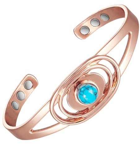 YINOX Magnetisches Kupferarmband aus reinem Kupfer für Damen, enthält 6 leistungsstarke NdFeB-Magnete, superstarker Magnet für Damen-Kupferarmband