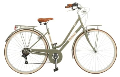 Via Veneto Bazam - Bicicleta de mujer Malagueta Lady de 28 pulgadas, cambio de 6 velocidades, talla 46, verde burgués, bicicleta de ciudad, retro, vintage, de acero | VV619L
