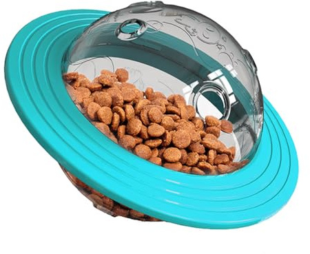 Hundar intelligens leksak snuffelboll hund foderboll för hundar frisbee läcka mat slow feeder UFO frisbee boll läcka mat leksaker hund interaktiv hundboll oförstörbar (blå sjö)