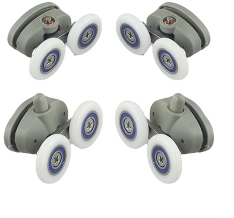 Honseadek Set di 4 rotelle doppie per porta della doccia, ruote di ricambio superiori e inferiori, regolabili per vetro spesso 4-6 mm, compatibili con 19/23/25/27 mm (27 mm)