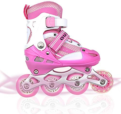 Roller Enfant Fille en Ligne pour Enfants, Patins à roulettes réglables pour Enfants 3 à 9 Ans, Roller Enfant Fille Lumières Amusantes pour Débutants