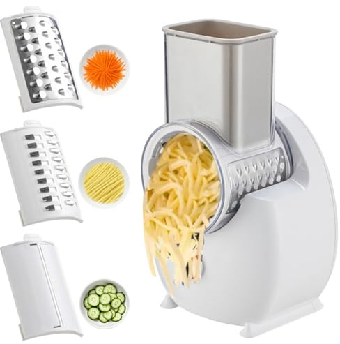 Grattugia elettrica per formaggio grattugia automatica staccabile con 3 lame di forme diverse ricaricabile tramite USB per frutta, verdura elettrica
