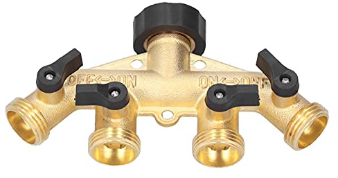 Haofy Répartiteur de Tuyau G3/4 à 4 Voies, Matériau en Laiton, Convertit Un Robinet Unique en Quatre Sorties, Idéal pour Arroser Les Jardins et Les Pelouses