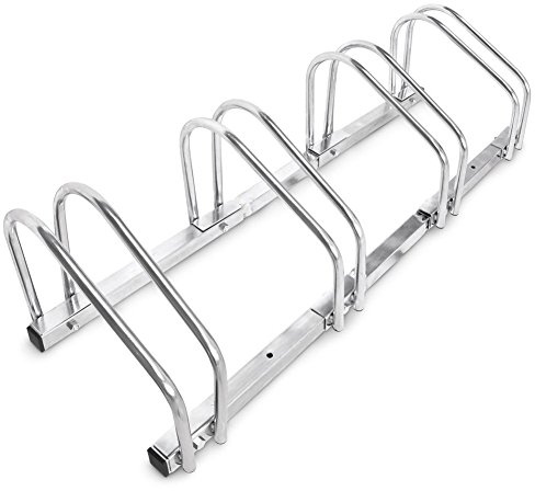 BAKAJI Parcheggio per Le Bici Fino a 4 Posti Stand per Biciclette in Acciaio Porta Bici Rastrelliera Materiale di Montaggio Incluso