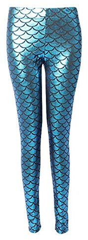 Dreamskull Leggings Jeggings Treggings Bleistifthose Stretchhose Damen Frauen Hose Lang High Waist Skinny Slim Fit Yoga Stretch Workout Fitness Schuppen Bunt Große Größen S-4XL (L, Hellblau)