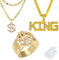 JinYu 3er Pack Herren vergoldet Hip Hop Cz Inlay Dollar Zeichen Ringe und Anhänger Halskette und KING Zeichen Anhänger Halskette mit Box