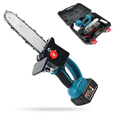 Tronçonneuse électrique de 20 cm - Tronçonneuse à main électrique avec 2 batteries et 1 chargeur 220 V