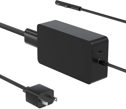 HSXIRQA 65W Laddare Kompatibel mit Microsoft Surface Pro 10 9 8 7+ 7 6 5 4 3 X Surface Laptop 7 6 5 4 3 2 1 Book 3 2 1 Go 4/3/2/1 Tablet Windows Laptop Nätadapter