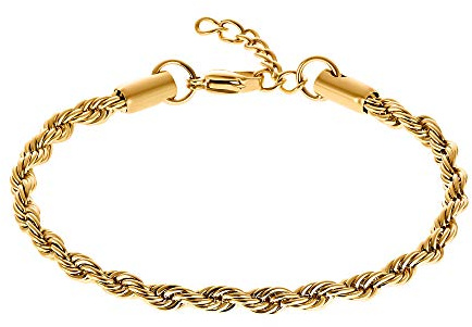 Heideman Armband Nick Herren - Aus hochwertigem Edelstahl gold farbend glänzend poliert ineinander gedrehte Kettenstänge - Armkette für Männer Länge verstellbar