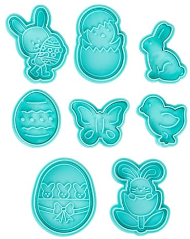 Ideen mit Herz Stampini per biscotti con timbro, motivi pasquali, coniglietto pasquale, pulcino, farfalla, decorazione primaverile, biscotti, cottura con bambini, per uso alimentare, 8 pezzi