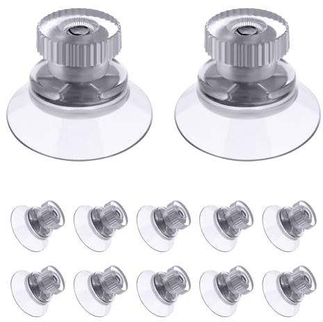 flintronic 12 PCS Suction Cups, 25mm Clear Suction Pads Plastic Sucker Pads, Suction Holder with Knurled Nut Window Suckers for Glass Mirror Window Wall Door and Other Smooth Flat