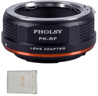 PHOLSY Lens Mount Adapter Manual Focus: Compatible with Pentax K Lens to Canon RF (EOS R-Type) Camera Body
