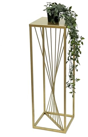 DanDiBo 96565 Tabouret à fleurs carré en métal doré 70 cm - Table d'appoint - Colonne de fleurs - Design moderne
