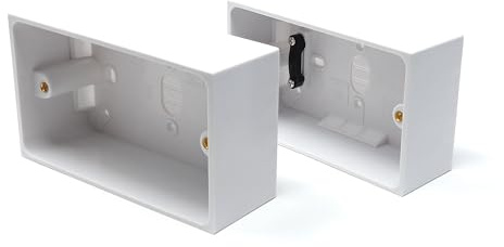2 Stück Dual 2-Gang Aufputzdose Unterputzdose (47 mm tief) mit Erdungsklemmen, Weiß, 2 Stück