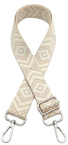 Whakano Bandoulière réglable pour sacs - Unisexe - Largeur : 3,8 cm - Confortable - Longueur réglable de 75 à 130 cm - Sangle de sac à changer - Accessoire de sac - Boucle argentée - Beige