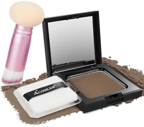 Acomler Root Touch Up Powder, Hairline Powder for Thinning Hair, Root Touch Up Hair Color, Gray Hair Coverage for Women Men Cover Up, Hair Loss Concealer Includes Makeup Brush (Light Brown, 0.42oz)
