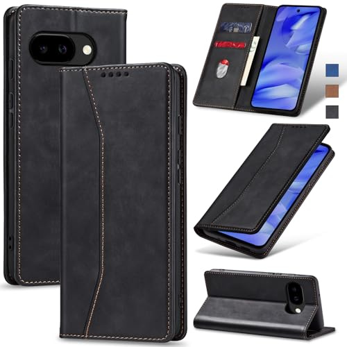 Jasonyu Cover per Google Pixel 9A Flip Custodia in Pelle PU, Cover a Libro Portafoglio, Funzione Supporto, Magnetica, Slot Schede, TPU Bumper Caso Custodia (Nero)