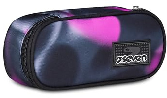 Seven Round Plus Skolväska, Fuchsia, Innerficka med dragkedja och elastiska genomföringar Pennhållare, Ryggsäckstillbehör, grundskola, mellanstadium, för flickor, Fuchsia, Modern