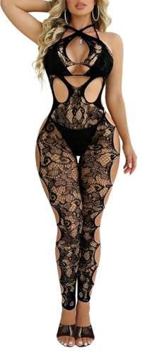 Buitifo Womens Sexy Tights Lingerie Body Stockings Mesh Bodysuit Jumpsuit Nightwear (pdjcbz,black One size)