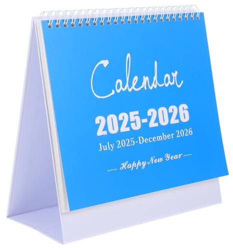 STOBOK Desk Calendar 2026 Monthly Standing Flip Calendar 2025.7-2026.12 Desktop Planner for Office Home School Teachers Students 20x20cm Blue