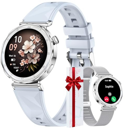 CIVO Montre Connectée Femme Sport: Argenté Ronde Smart Watch Fitness avec Podometre - Appel Bluetooth Etanche Smartwatch pour Android iOS