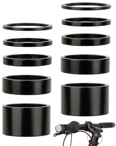 JUKOTA 10 Pezzi 28.6 mm Distanziali per Attacco Manubrio Bicycle Ahead,2/3/5/10/20 mm Distanziale per Attacco Manubrio in Alluminio per Bici,per Bici da Strada e Mountain Bike