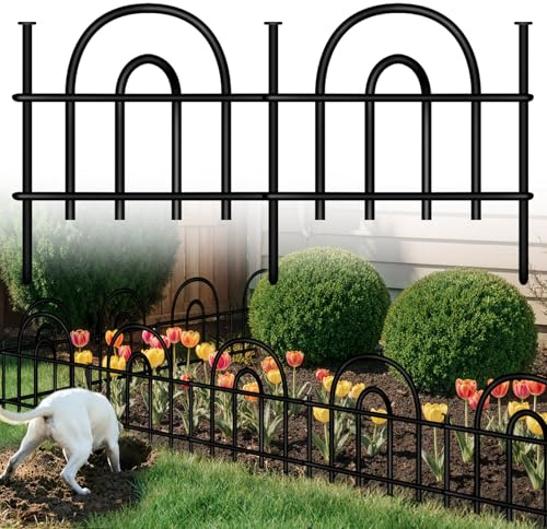 Decorative Garden Fence, 15 Panels No Dig Fence, 21.25 ft(L) x 13 in(H) Animal Barrier for Dogs Rabbits, Rustproof Metal Arched Decorative Garden Fences for Flower Bed, Outdoor, Yard, Patio
