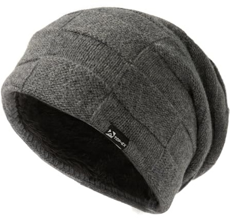 TOP-EX XL/XXL Gorro de invierno para hombre y mujer, gorro de punto con forro polar, cálido y cómodo para cabezas grandes, Talla única