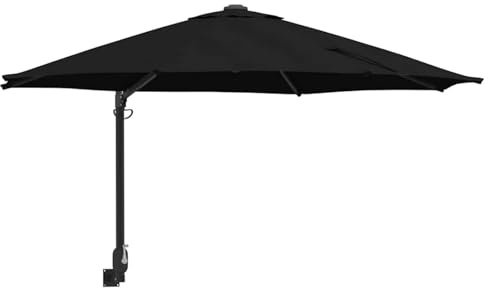 Vopese Garden Parasol Black 248 x 248 x 148 cm Polyester and Steel For outdoor, terrace, and garden shading purposes ZSSCJ-UK42003233UK