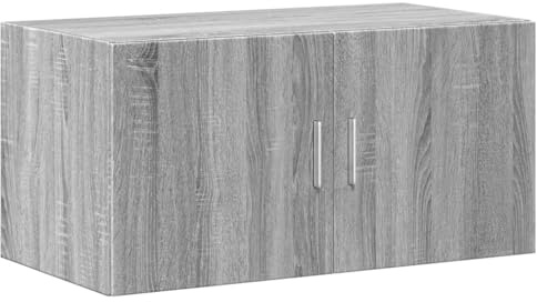 Yamxder Armadio da parete grigio Sonoma, mobile sospeso per soggiorno, pratico scaffale da parete in legno, struttura stabile, 80 x 42,5 x 40 cm
