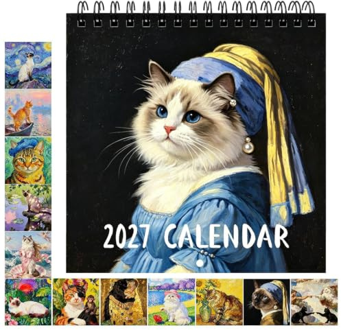 Calendrier Annuel 2027 Agenda Avec Grandes Cases De Dates Thème Chat