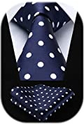 HISDERN Dot Ties for Men Wedding Tie Handkerchief Formal Business Necktie & Pocket Square Set