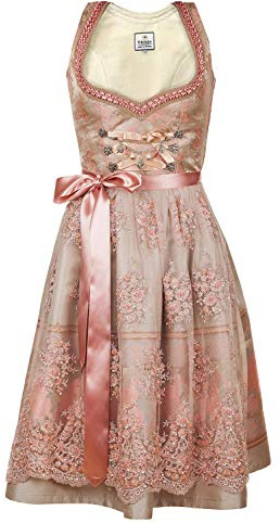 Edelnice - Costume tradizionale tirolese, modello “Rosalie”, con grembiule in pizzo e la catenella Charivari, taglia 32-54, Colore: rosa., 40