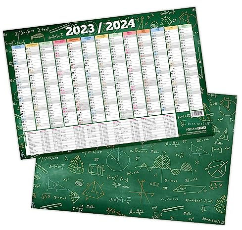 itenga Schuljahresplaner Schuljahreskalender 2024 2025 Tafelkalender für Schüler Wandkalender DIN A4 stabile Ausführung