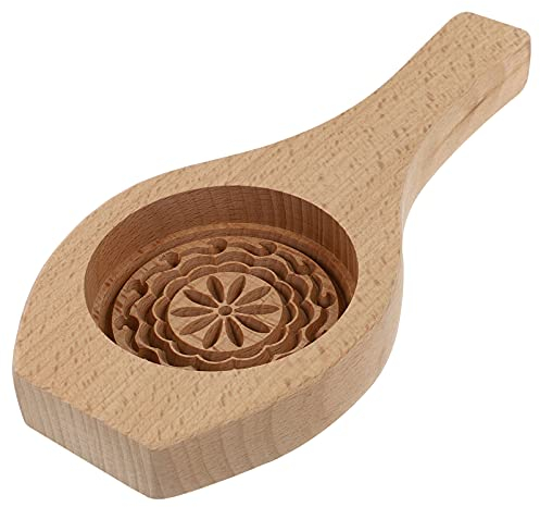 Luxshiny Holz Mondkuchenform Blumenmuster Backform Kuchenform Mooncake Form Mooncake Mould Press Keksstempel Pressformen Plätzchenpresse DIY Backen Werkzeug für Chinese Mid Autumn Festival