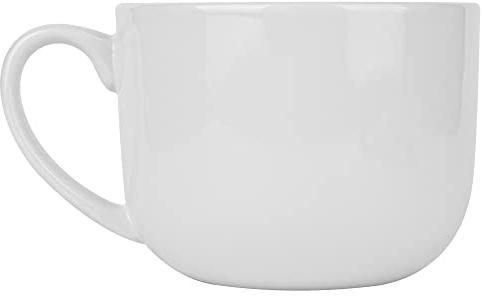 Taza de sopa de cerámica con asas para café, té, helado, cereales, blanco