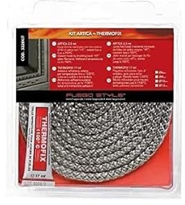 Kit professionale composto da treccia per stufe e caminetti, resistenti ad alte temperature KIT ARTICA + COLLA THERMOFIX grigio morbido DIAM. 6/8/10/11/12 (Diam. 10)