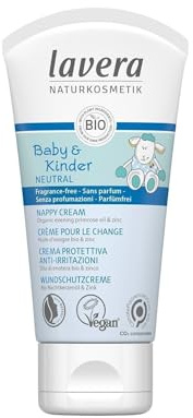 lavera Baby & Kids Neutral Nappy Cream - Natural Cosmetics - vegan - organic evening primrose oil - zinc - protects, moisturises and soothes red and irritated baby skin - 50 ml