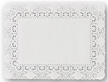 MAQA 100 pz Centrini carta pizzo per decorazioni 30x40 cm, centrino carta rotondo per feste e matrimoni, Merletto bianco decorativo per cerimonie ed eventi