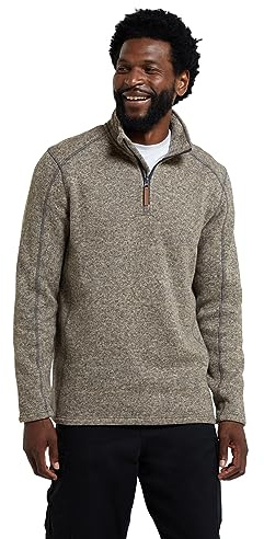 Mountain Warehouse Polaire à Demi-glissière Idris pour Homme - Sweat-Shirt en Micro Polaire, Anti-Boulochage, Respirant et léger - Idéal pour Camping, Plein air, Voyages Beige L