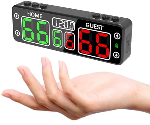 Ousmile Mini Digital Scoreboard - Portable Tabletop Scoreboard for Games, Wireless Battery Powered Electronic Scoreboard with Buzzer, Score Keeper for Ping Pong/Cornhole/Basketball/Volleyball
