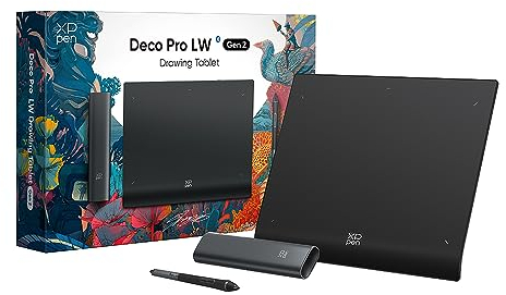 XPPen Grafiktablett, Deco Pro LW (2. Generation) Bluetooth 5.0 Grafiktablett, 16K (16384) Druckstufe Stift mit Shortcut-Tastatur, Kompatibel mit Windows Chrome OS macOS Linux