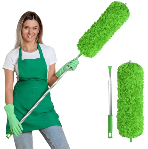 Vicloon Plumero de Limpieza,Cepillo para Polvo Retráctil para Grietas de 71cm-243cm,Microfibra con 2 en 1 Ranuras Cepillo para Limpieza de Polvo Ajustable y Lavable para Ventanas Persianas Muebles