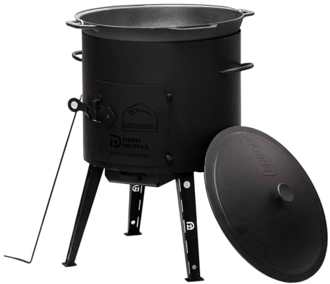 Uchag Ø40 - Forno da campeggio in acciaio con coperchio in ghisa, Kazan, 2 mm, diametro 2 mm, per cucina esterna, stufa, cannone per gulasch